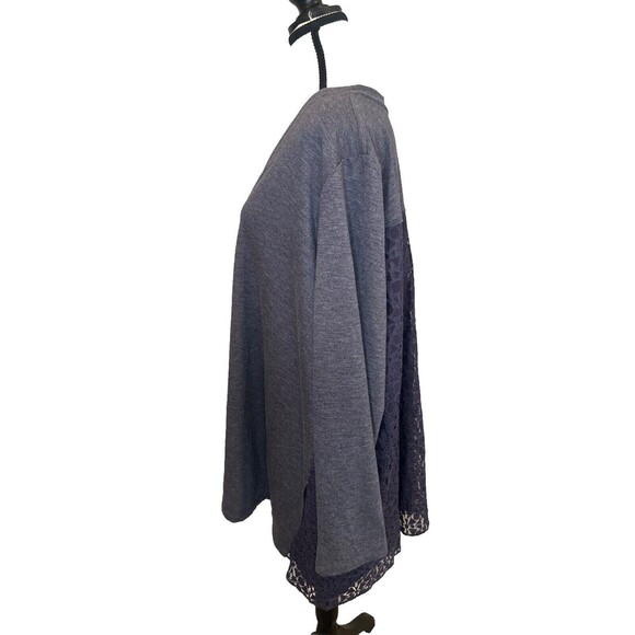 LOGO Lounge By Lori Goldstein GRAY Full Zip Cardigan Lace Back Plus Size 3X - Picture 2 of 9